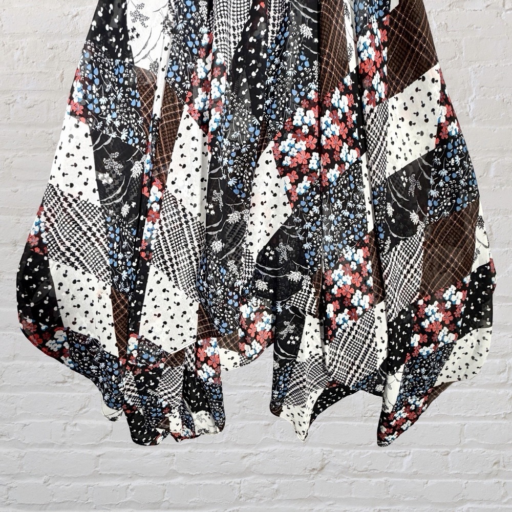 Tommy Hilfiger Patchwork Faux Wrap‎ Peasant Dress Size XS Handkerchief Hem NWT - Picture 4 of 15